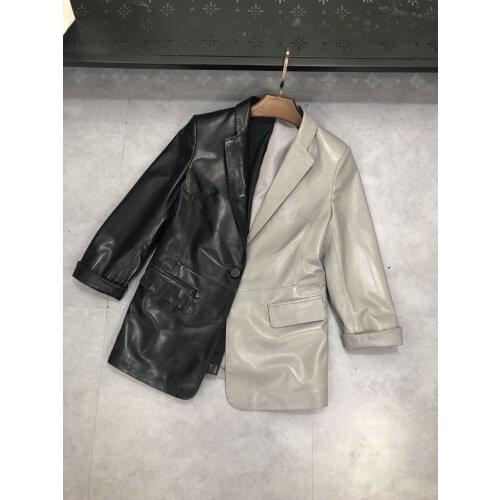 Genuine Sheepskin Leather Jackets Women Spring Autumn 2021 Real Leather Coat Female Dress Blazer Mujer Chaqueta Zjt2503