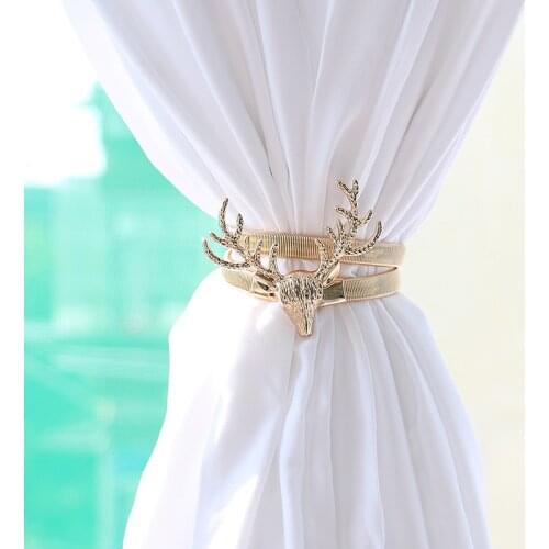 Gold Color Curtain Tie Backs For Bedroom Living Room Elk Leaves Shaped Window Curtains Accessoires Holder Home Decorations