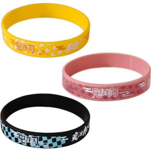 1Pc Anime Demon Slayer Kimetsu No Yaiba Blade Of Ghost Wristband Rubber Silicone Men Bracelet Sport Jewelry Gifts