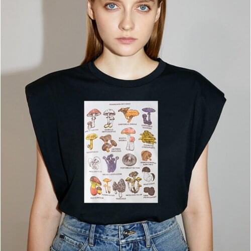 2021 Designer Mushroom Graphic Print Woman Tshirts Sleeveless Summer Plus Size Fashion Tops Sexy Lady Loose Streetwear T-shirts