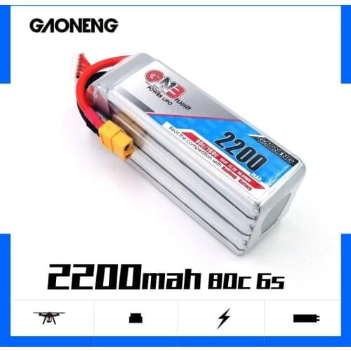 Gaoneng GNB 6S 2200mAh 6S1P 22.2V 80C/160C Lipo Battery With XT60 Plug for FPV Drone Quadcopter Helicopter Boat Car Parts