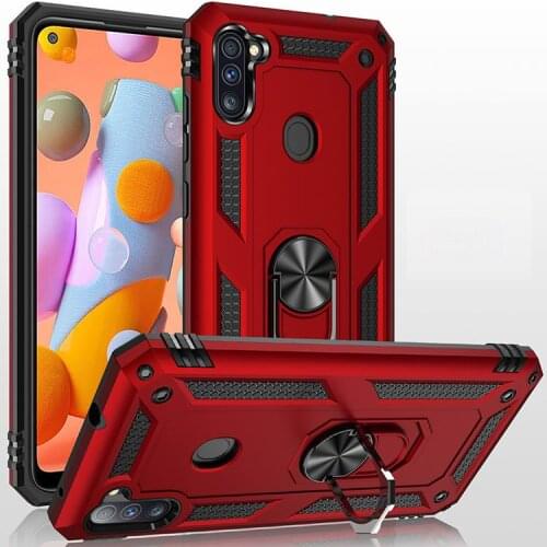 For Samsung Galaxy M11 Armor Shockproof Case for Samsung Galaxy M11 M 11 Military Drop Protective Car Holder Ring Case Cover