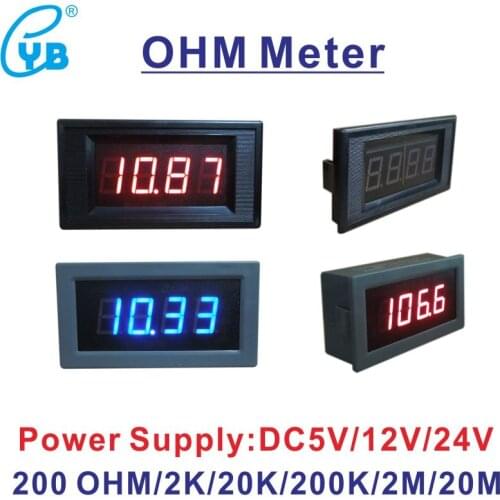 YB5135R LED Digital OHM Meter Tester Resistance Meter Resistor 200 OHM 2K 20K 200K 2M Impedance Meter Ohmmeter Ohmmetro Reader