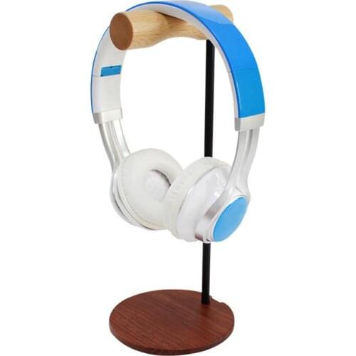 Wooden Earphone Bracket Head-mounted Innovative Solid Wood Headphone Rack Display Stand Holder for Headset Earbuds