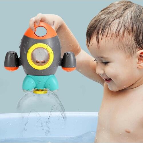 Child Baby Space Rocket Shower Fountain Bath Toys Swimming Water Beach Pool Toy Play Educational For Bathroom Toy Kids Gift