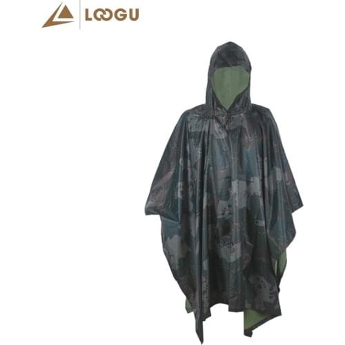 Men Rain Cover Multifunction Raincoat Waterproof Camo Rain Poncho Military Woodland Shelter Hiking Camping Outdoor Climbing Fish