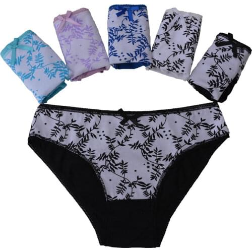 FUNCILAC Lot 5 pcs Woman Underwear Women Cotton Sexy Panties Low Rise Floral Print Briefs Lingerie Ladies Knickers For Women