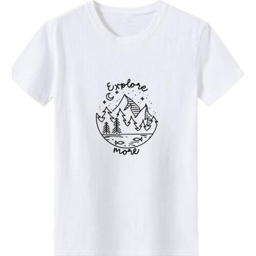 Explore More Mountains T-shirt Women Women Adventure Camping Pattern Print T Shirt Summer Casual Short Sleeve T-shirt Female