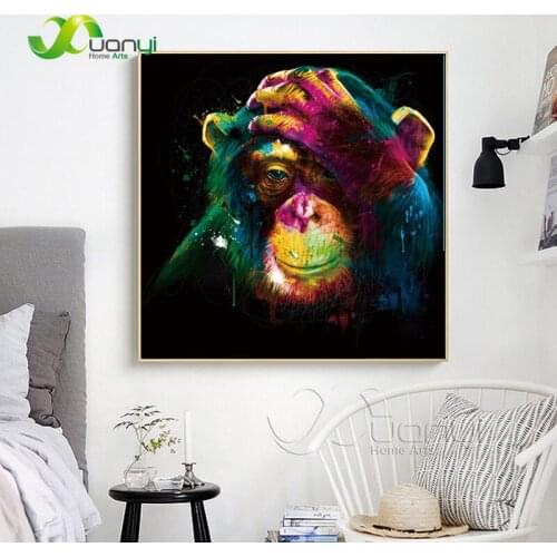 Canvas Painting For Living Room Home Decor Modern Wall Art Oil Painting Poster Print Animal Ape Man Monkey Picture POP Artwork