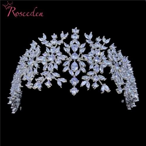 Classic Soft Flexiable Cubic Zirconia Wedding Tiara Headband CZ Bridal Pageant Royal Crown Hair Accessories Jewelry RE3662