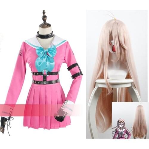Japanese anime New Danganronpa V3 Iruma miu cosplay costume with the wig