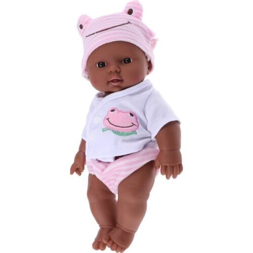 Reborn Newborn African Black Baby Doll Soft Vinyl Realistic Reborn Doll for Kids Gifts - 12 inch (Pink)