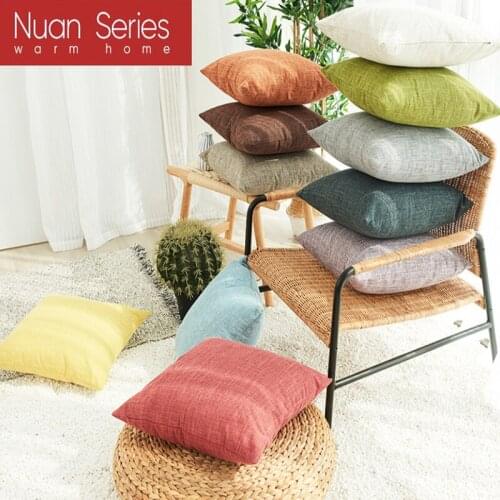 Linen Throw Pillow Cover Home Decorative Pillowcase For Sofa Cafe Modern Solid Color Cushion Cover Square Pillow Case 45x45cm