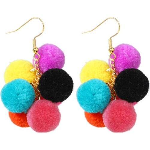 Lovely Colorful Pompom Drop Earrings for Women Girls Sweety Cute Hoop Earrings Jewelry Accessories серьги 2020 тренд Dangler New
