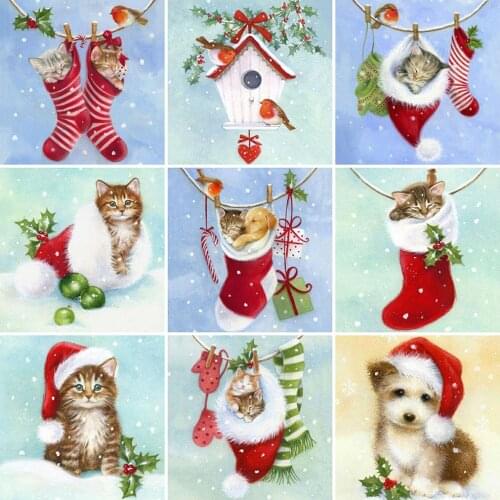 MomoArt Diamond Painting New Arrivals Cat Cross Stitch Kit Christmas Diamond Embroidery Animal Dog Wall Decoration