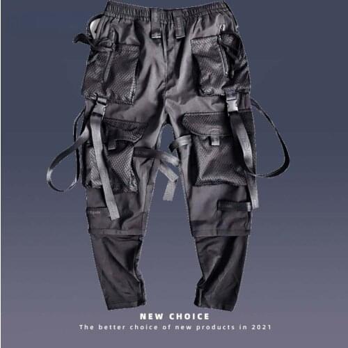 Men Multi-Pocket Functional Street Pants Mens Japanese Dark Casual Ninja Overalls Hip-Hop Loose Fat Pants Tactical Pants M-2XL