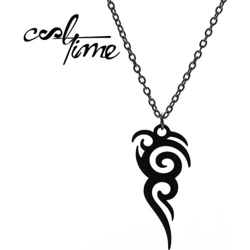 Cooltime Stainless Steel Retro Tribal Totem Easter Long Pendant Necklaces Black Amulet Necklace Jewelry Christmas Gift