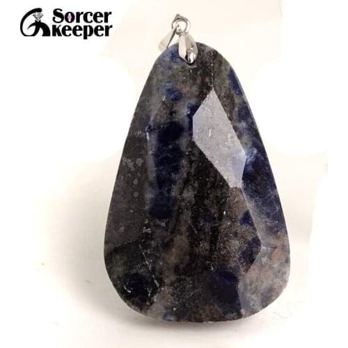 Men Jewelry New Crystal Pendant Necklace Natural Stone Blue Sodalite Beads Agates Reiki Healing Fashion Bijoux Women SS320