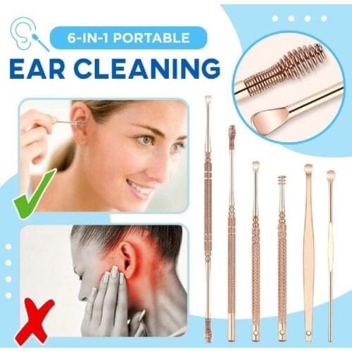 6 In 1 Portable Ear Cleaning Set Reusable Ear Wax Removal Ear Cleaner with Storage Box For Home Outdoor SK88