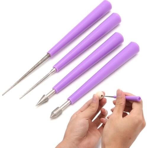 4 Pcs Diamond Pearl Glass Bead Reamer Burr Beading Hole Enlarger Tool Set DIY New Arrival