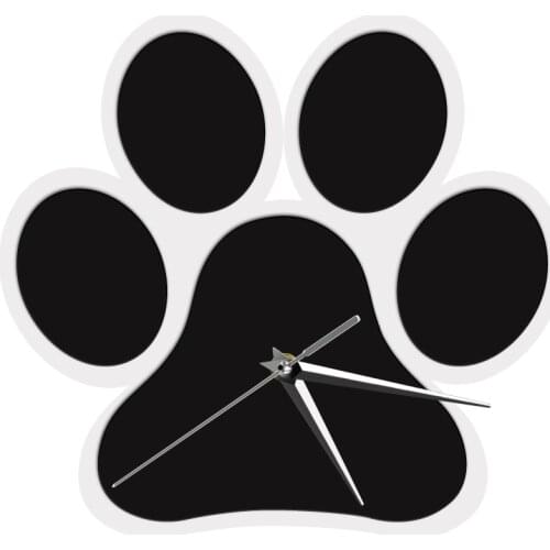 Dog Paw Silihouette 3D Wall Clock Dog Foot Theme Decorative Time Clock Creative Modern Home Decor