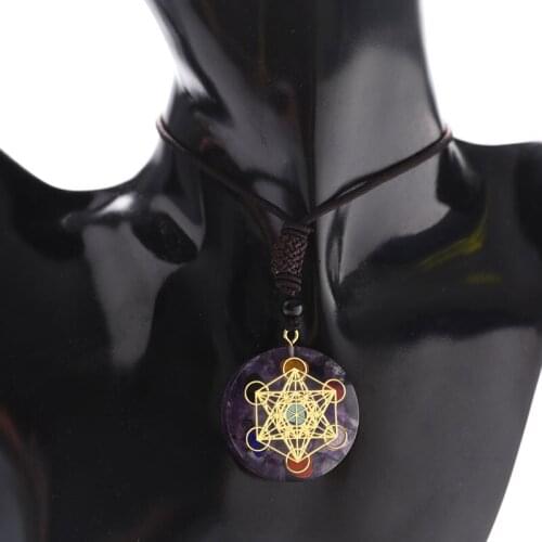 Orgonite Pendant Necklace Metatron Cube Resin Pendant Cosmic Healing Crystal Sacred Geometry Chakra Necklace Meditation Jewelry