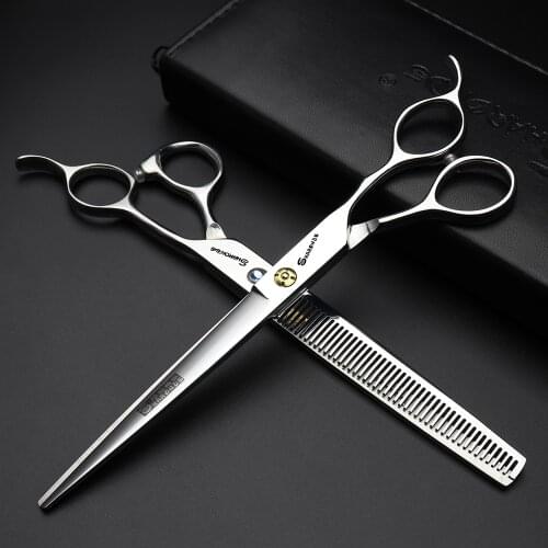 Professional Hairdressing Scissors 7.5 Inch Cutting and Scissors Thinning Barber Scissors Set Laser line small serrated scissors