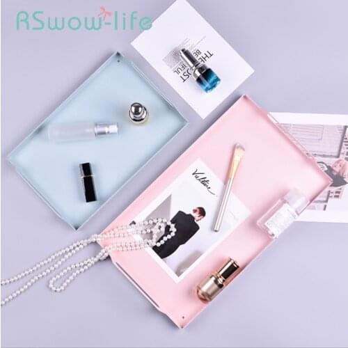 Rectangular Metal Tray Snack Bread Food Plate Dessert Trays Desktop Cosmetics Jewelry Storage Tray For Home Storage
