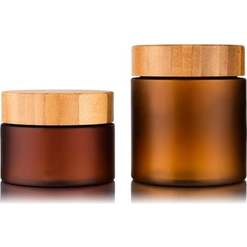 150g 250ml Empty Cream Container PET Frosted Amber Cosmetic Refillable Facial Hair Mask Plastic Jar with Bamboo Lid 20pcs/lot