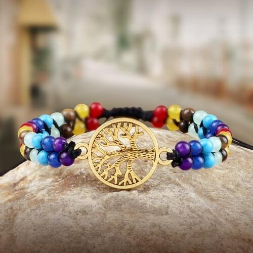Handmade Bracelet Tree of Life Charm Bracelets 4mm Beads Adjustable String Braided Bracelets Yoga Jewelry Friendship Lover Gifts