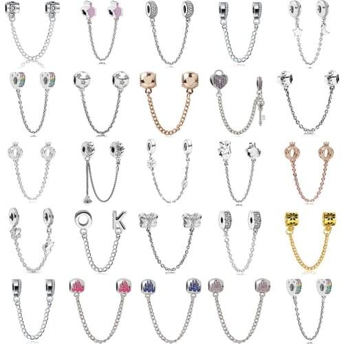 Daisy Safety buckle chain bracelet fit original pandora bracelet 3mm snake chain bangle Fixed buckle charm bead jewelry women