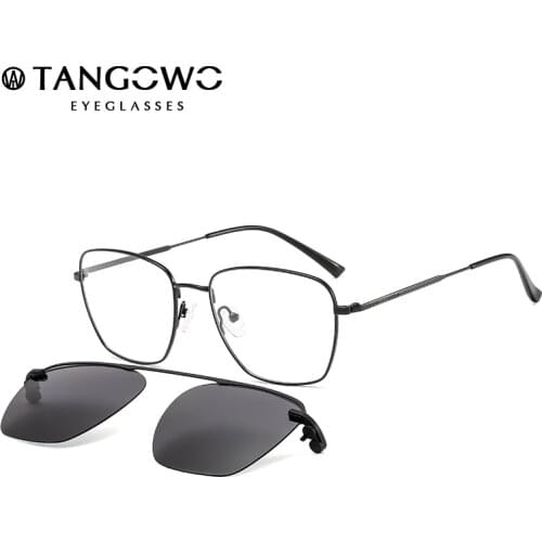 TANGOWO Fashion Square Magnetic Men Clip on Polarized Sunglasses Vintage Women Optical Adsorbent Glasses Frame Spectacle DP33067