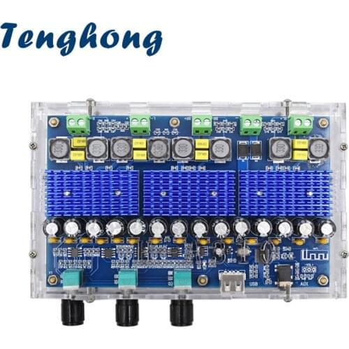 Tenghong Bluetooth 5.0 TDA3116D2 Digital Amplifier Board Four Channel Dual Stereo Bass 2*50W+2*100W Audio Subwoofer Amplifiers