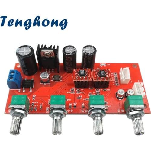 Tenghong HIFI Stereo Preamp Amplifier Board AD828 Volume Tone Control Pre-Amp Preamplifier Board Better Than NE5532