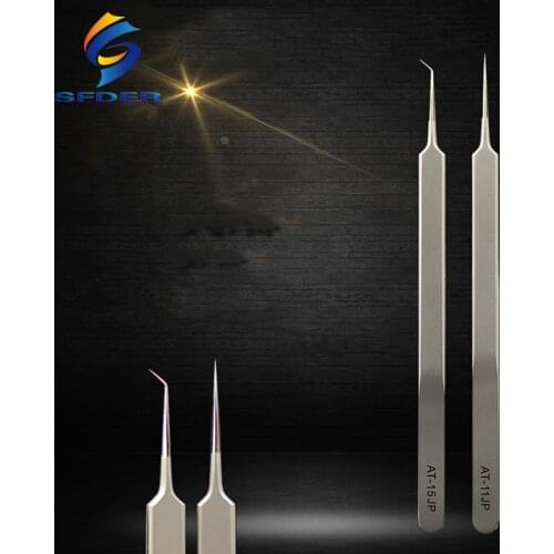 Ultra Thin Fly Line Tweezers 0.15mm AT-11JP Straight/AT-15JP Curved Stainless Steel Industrial Precision Tweezers