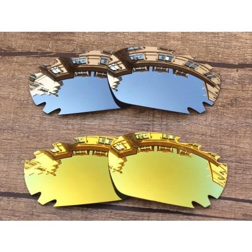 Vonxyz 2 Pairs Chrome Mirror & 24K Mirror Polycarbonate Replacement Lenses for-Oakley Jawbone Vented Frame