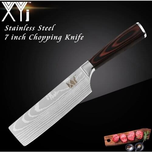 XYj 7 inch Chef Knife Kitchen Knife Japanese Butcher Meat Cleaver Vegetable Stainless Steel Nakiri Cooking Cutter Chooping Knife