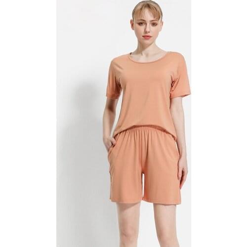 Modal Pajamas Women Summer Loose Large Size Short-sleeved T-shirt Home Service Suit Thin Two-piece Suit