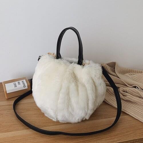 Womens Handbag Winter Fashion Faux Fur Tote Shoulder Bag Purse Soft Furry Fluffy Ladies Bag