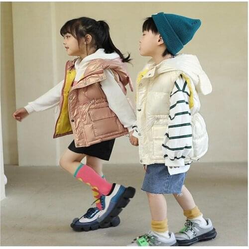 Winter Warm Children Vest Kids Cotton-padded Thicken Hooded Waistcoat Children Outwears Vest For Boy&Girls Jacket Baby Clothes