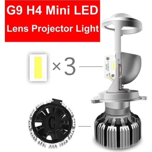 1 SET H4 G9 LED Hi-Low MINI Projector Lens Headlight Car Clear Dual Beam Turbo Fan 12V 5500K NO Astigmatic Problem 35W 6000LM