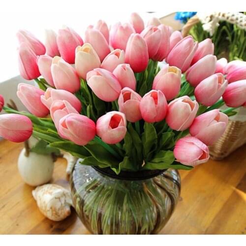 10pcs 35cm Tulips Artificial Silk Flowers For Wedding Party Home Office Hotel Decoration