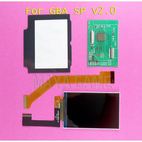 10pcs v2.0 IPS LCD screen kits for GBA SP 4 pixels to 1 pixel Highlight IPS LCD Screen backlight screen for gameboy advance Sp