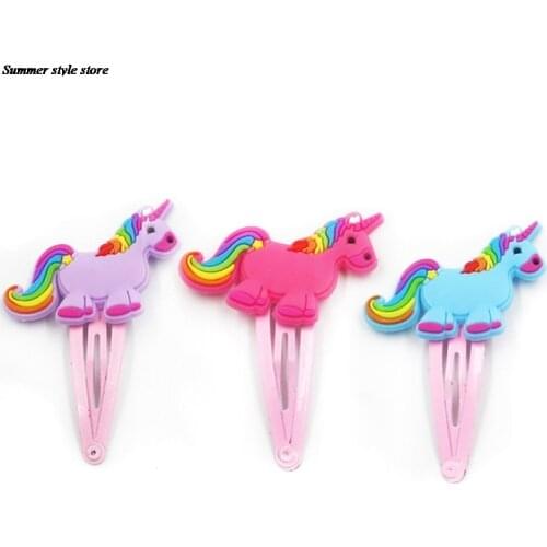 12 Pcs Mixed Cartoon Unicorn Hair Clips Hairpins Cute Animal Plastic Hairclips For Kids Girl Hearwear Hair Accessories Randomly