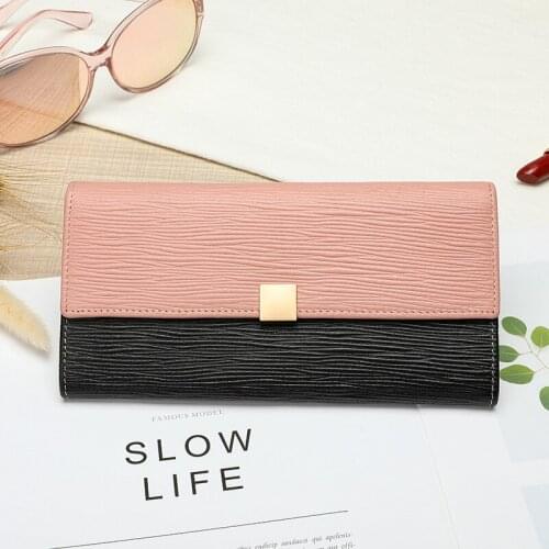 2020 Fashionable Wave Pattern New Womens Wallet Head Layer Leather Long Wallet Multi-functional With Panelled Purse DDY03