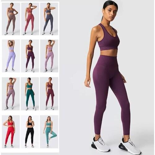 2021Vital Fitness Yoga Sport Set Women Gym Clothing Bra High Waist Leggings 2 Piece Suits Female Workout Seamless Sportswear