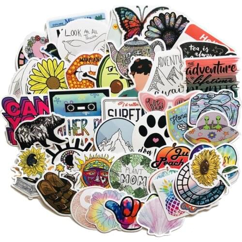 50pcs Cartoon Small Fresh Stickers For Luggage Laptop Decal Skateboard Sticker Moto Bicycle Guitar Fridge Waterproof Sticker LD