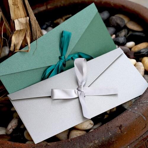 50pcs High Quality Ribbon Paper B6 & DL Size Envelope Pearl Paper DIY Wedding Business Invitation Envelopes Gift Valentines Day