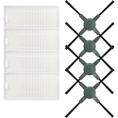 4pcs Side Brushes + 4pcs Filters for Proscenic PRO-COCO/680T Sweeping Robot Accessories Replacement Cleaning Filters