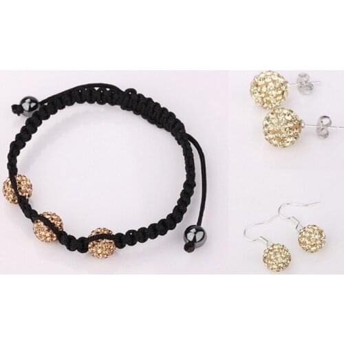 Large Discount Jewelry!Free Shipping!10mm 10Pcs/Lot Micro Pave Disco Ball crystal Set.Bracelets+ Earring JFE Wholesale
